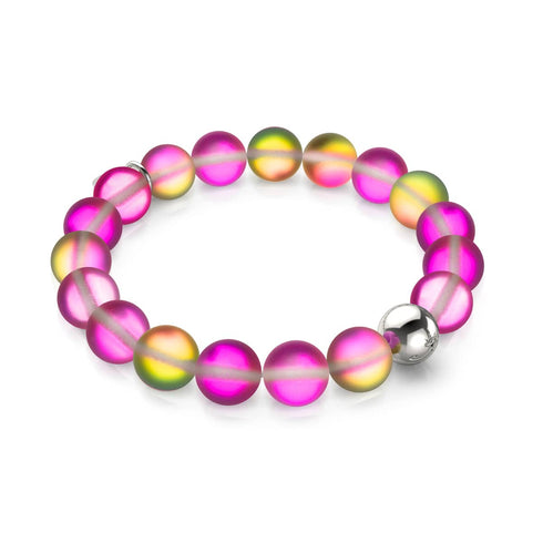 Rose Petal | Silver | Mermaid Glass Statement Bracelet