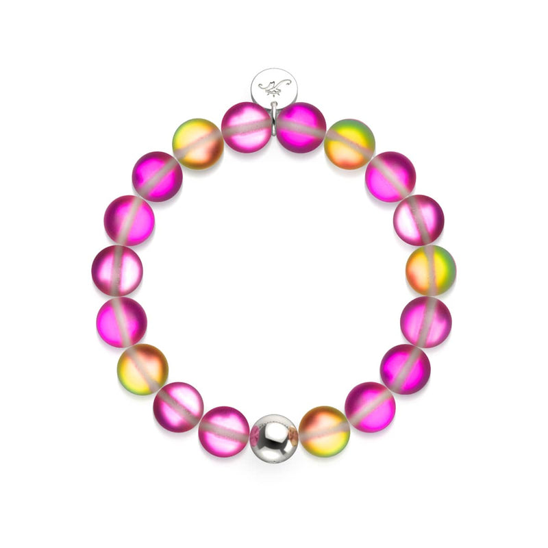 Rose Petal | Silver | Mermaid Glass Statement Bracelet