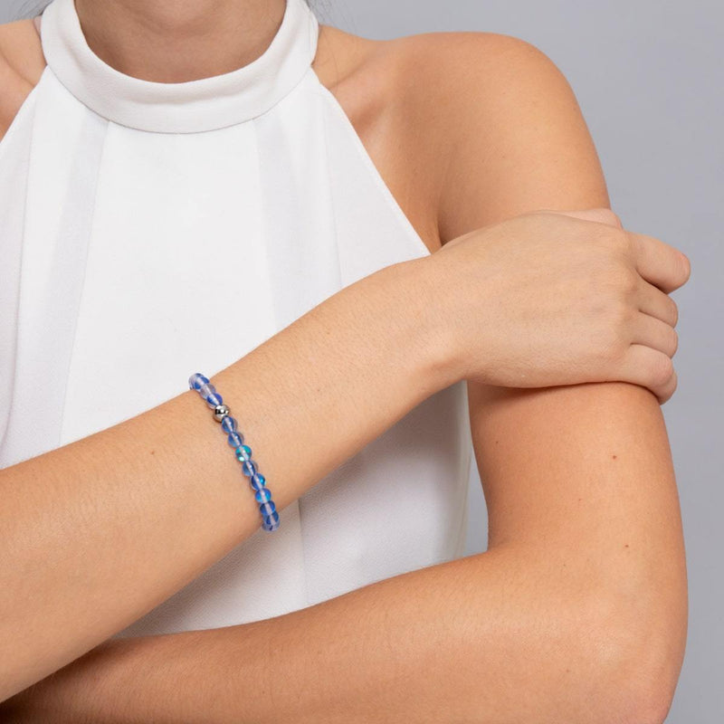 Sapphire | Silver | Mermaid Glass Bead Bracelet