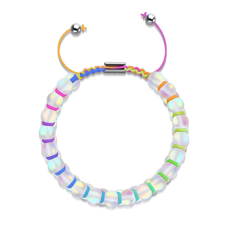 Spectrum | Rainbow White | Double Mermaid Glass Bracelet