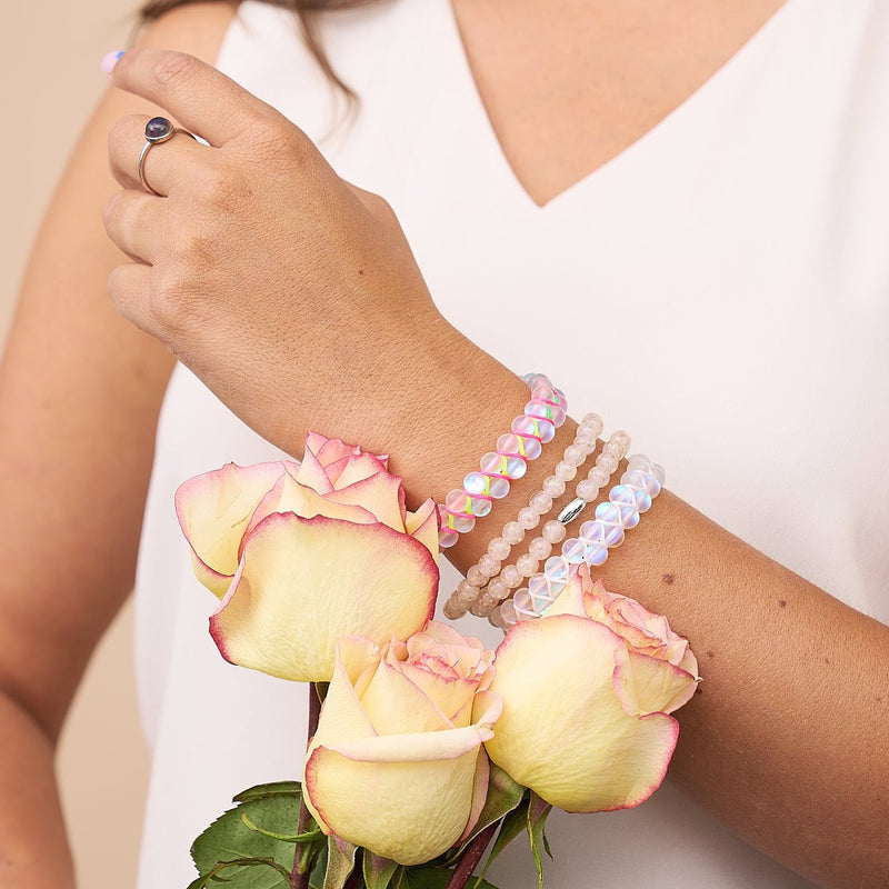 Spectrum | Rainbow White | Double Mermaid Glass Bracelet