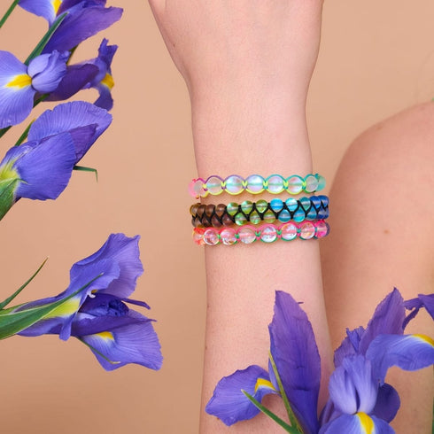Spectrum | Rainbow White | Silver | Mermaid Glass Charmballa Bracelet