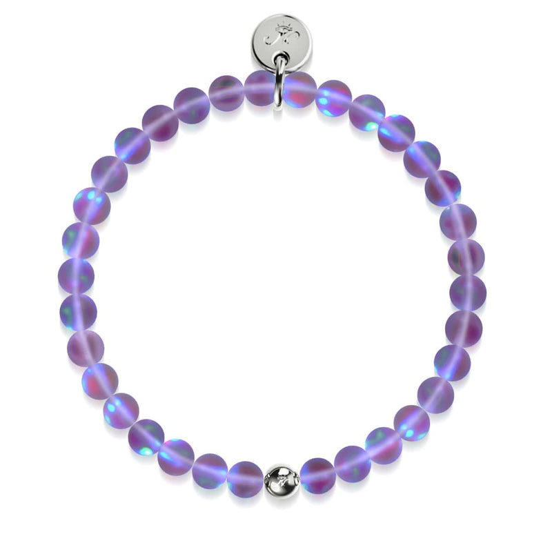 Violet | Silver | Mermaid Glass Bead Bracelet