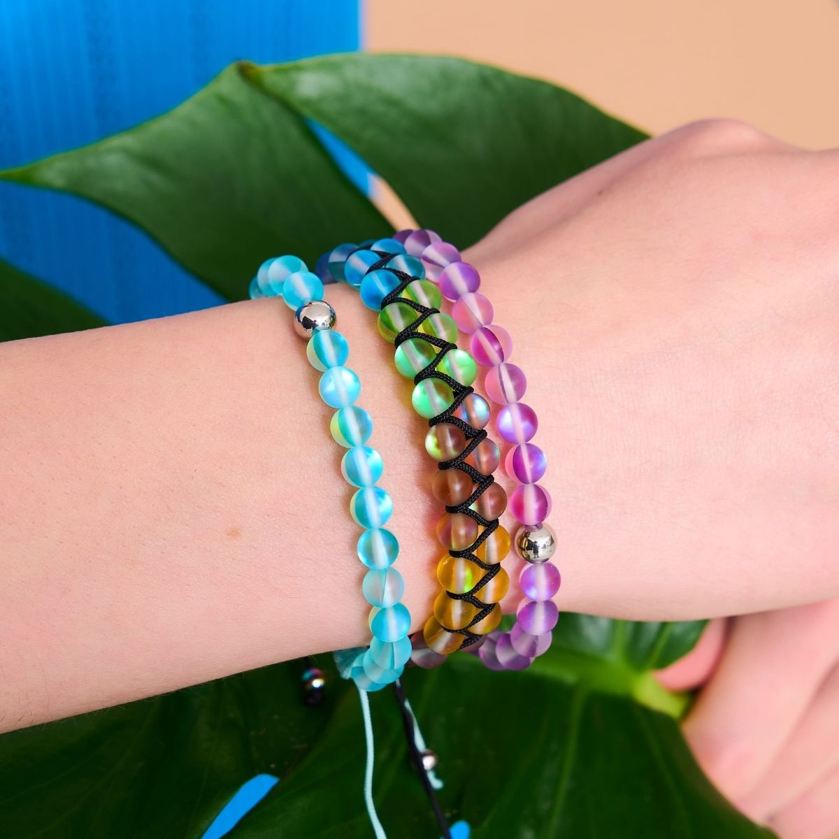 Violet | Silver | Mermaid Glass Bead Bracelet