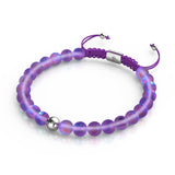 Violet | Silver | Mermaid Glass Macrame Bead Bracelet