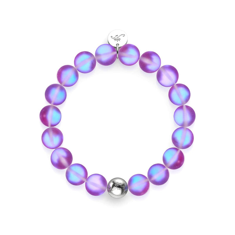 Violet | Silver | Mermaid Glass Statement Bracelet