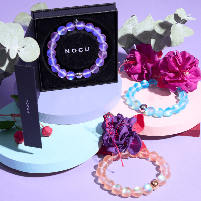 Violet | Silver | Mermaid Glass Statement Bracelet