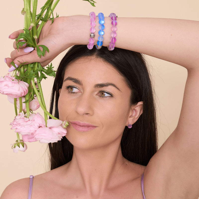 Violet | Silver | Mermaid Glass Statement Bracelet