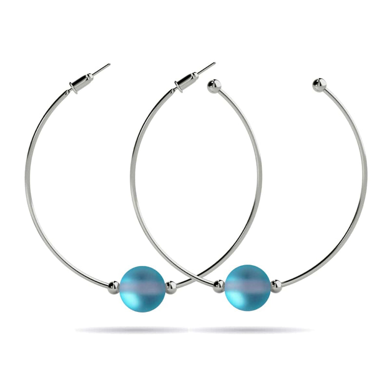 Aquamarine | Silver | Mermaid Glass Hoop Earrings