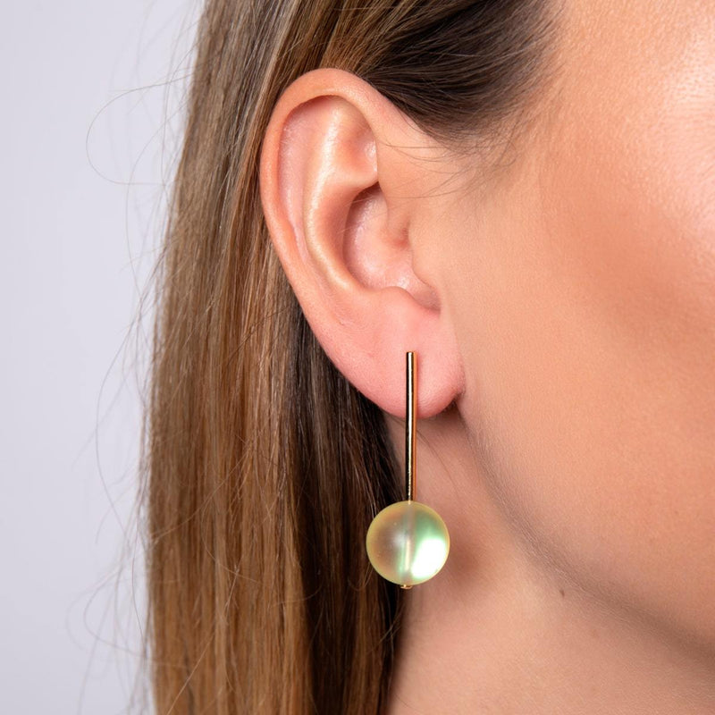 Canary | .925 Sterling Gold Vermeil | Mermaid Glass Drop Earrings