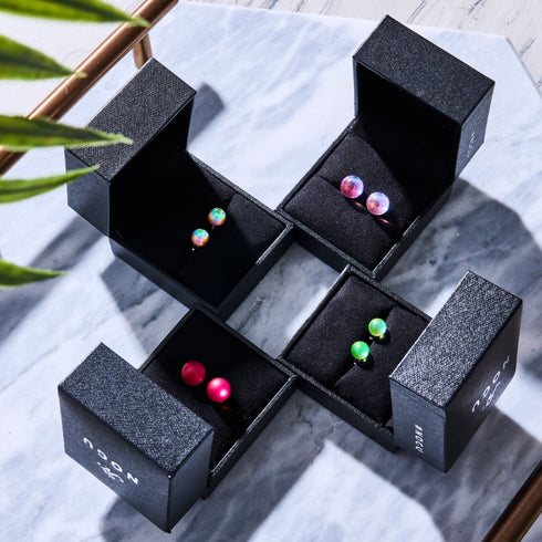 Dark Vermillion | .925 Sterling Silver | Mermaid Glass Stud Earrings