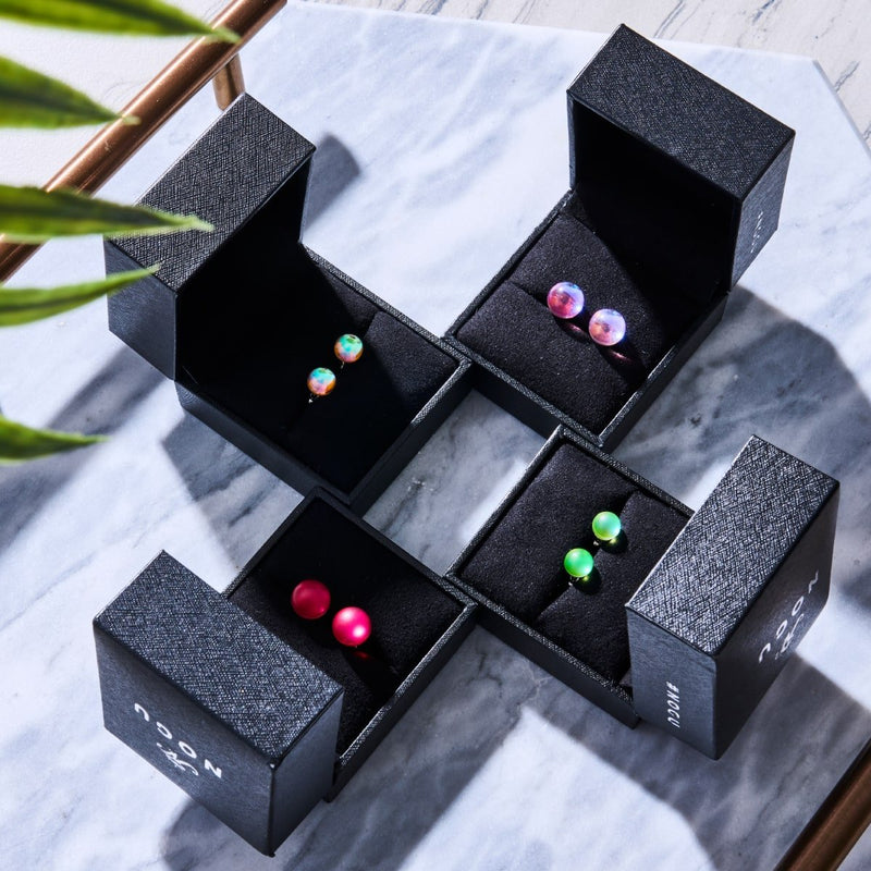 Dark Vermillion | .925 Sterling Silver | Mermaid Glass Stud Earrings