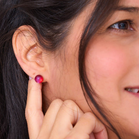 Dark Vermillion | .925 Sterling Silver | Mermaid Glass Stud Earrings