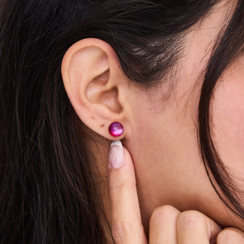 Dark Vermillion | .925 Sterling Silver | Mermaid Glass Stud Earrings
