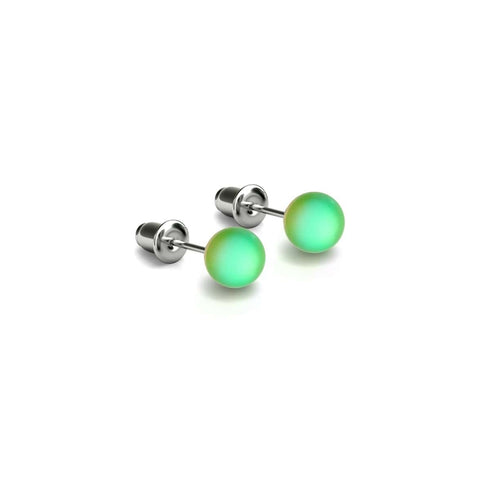 Emerald | .925 Sterling Silver | Mermaid Glass Mini Stud Earrings