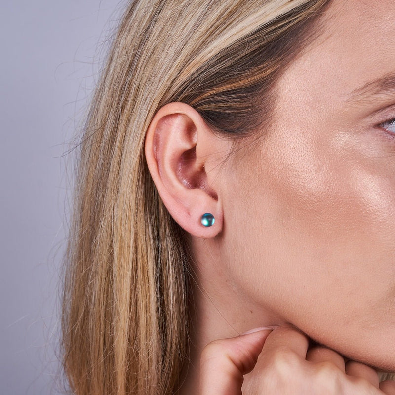 Grey | .925 Sterling Silver | Mermaid Glass Mini Stud Earrings