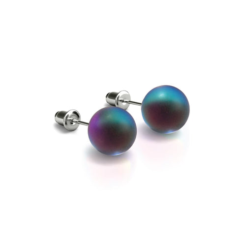Grey | .925 Sterling Silver | Mermaid Glass Stud Earrings
