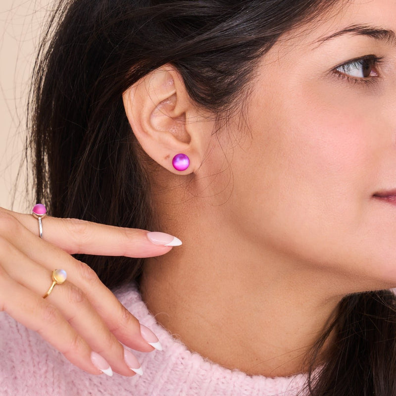 Magenta | .925 Sterling Silver | Mermaid Glass Stud Earrings