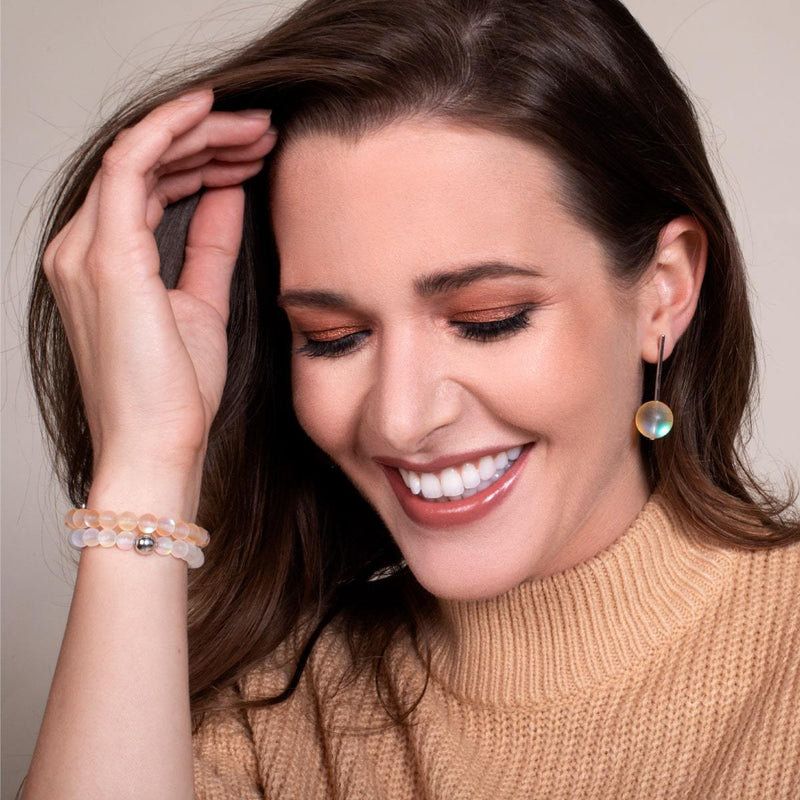 Peach | .925 Sterling Silver | Mermaid Glass Drop Earrings