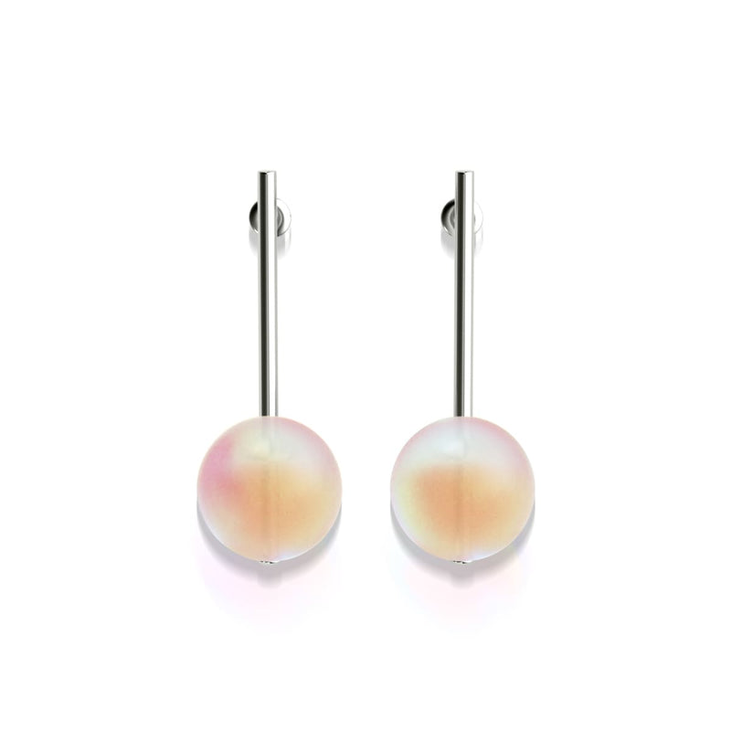 Peach | .925 Sterling Silver | Mermaid Glass Drop Earrings