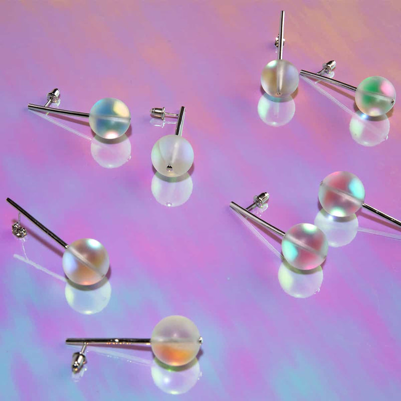 Peach | .925 Sterling Silver | Mermaid Glass Drop Earrings