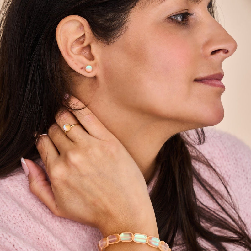 Peach | .925 Sterling Silver | Mermaid Glass Mini Stud Earrings