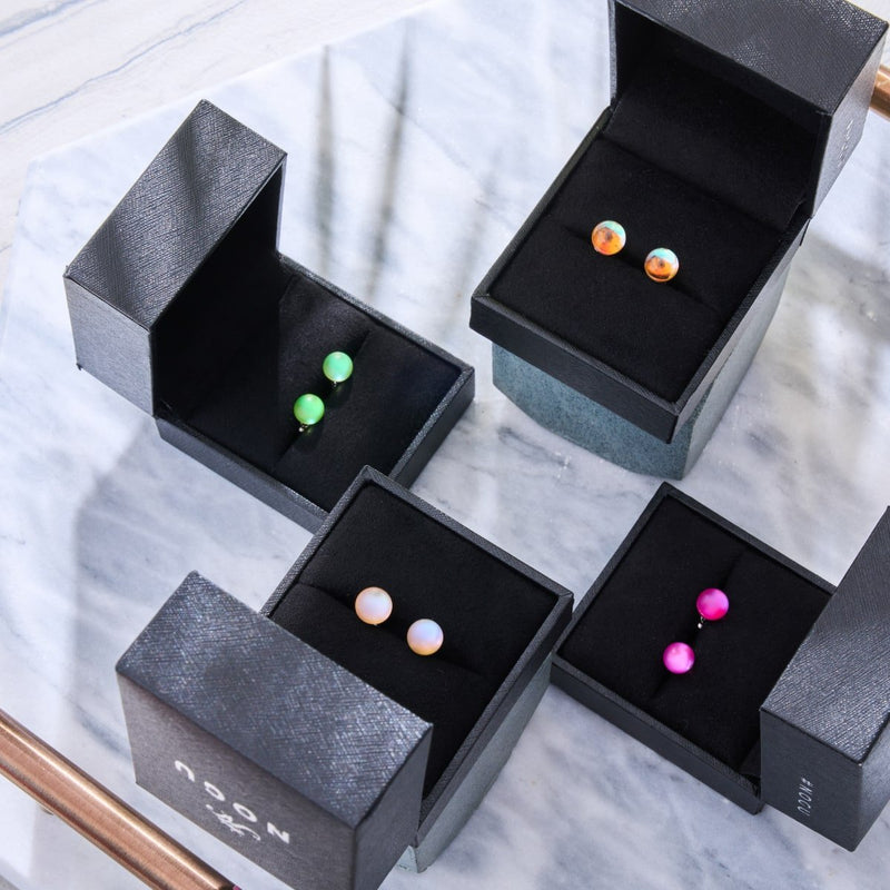 Peach | .925 Sterling Silver | Mermaid Glass Mini Stud Earrings