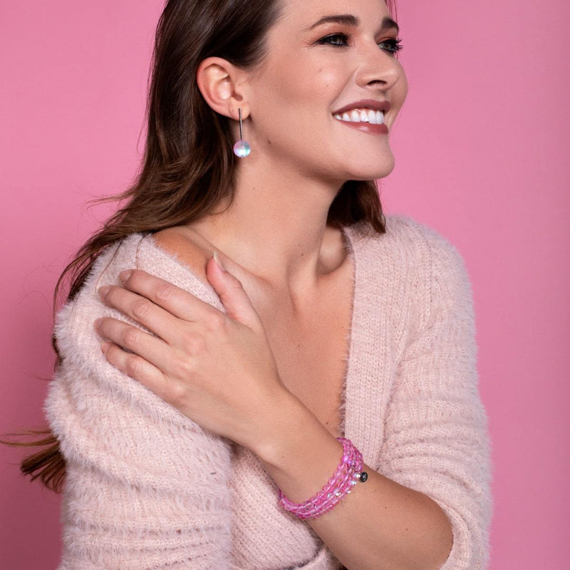 Pink | .925 Sterling Silver | Mermaid Glass Drop Earrings