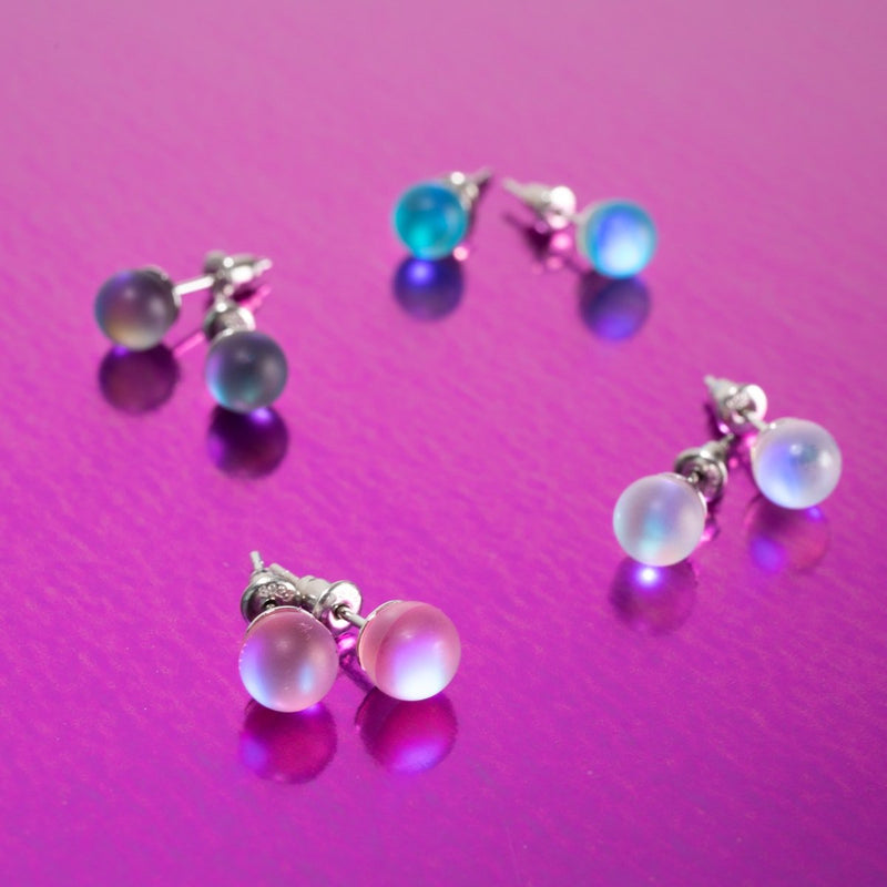 Pink | .925 Sterling Silver | Mermaid Glass Mini Stud Earrings