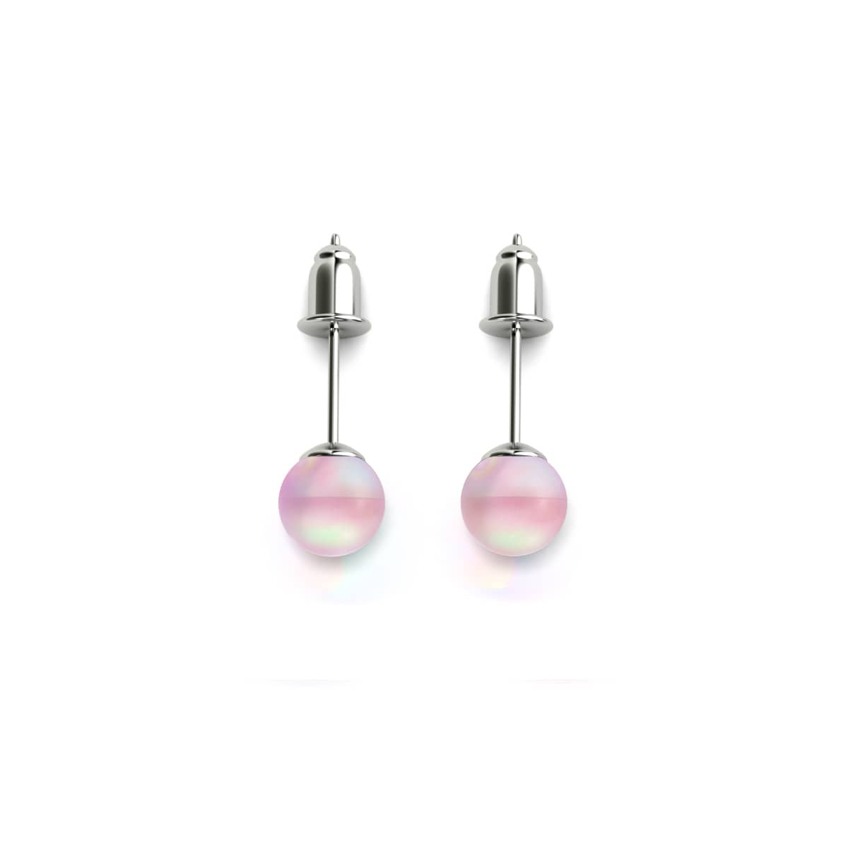 Pink | .925 Sterling Silver | Mermaid Glass Mini Stud Earrings