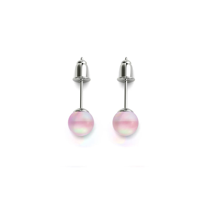 Pink | .925 Sterling Silver | Mermaid Glass Mini Stud Earrings