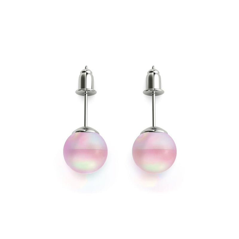 Pink | .925 Sterling Silver | Mermaid Glass Stud Earrings