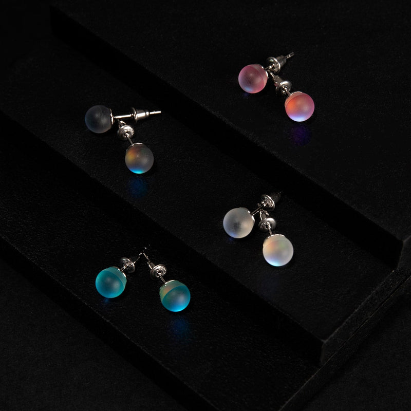 Rainbow White | .925 Sterling Silver | Mermaid Glass Mini Stud Earrings