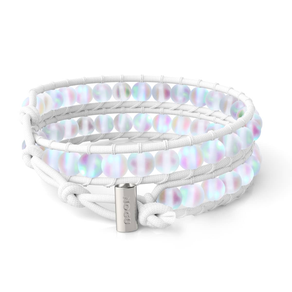 Rainbow White | Mermaid Glass | White Linen Wrap Bracelet