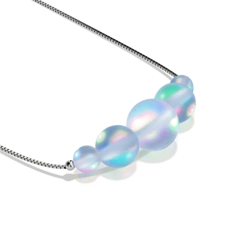Aquamarine | .925 Sterling Silver | Mermaid Glass Infinity Clasp Necklace
