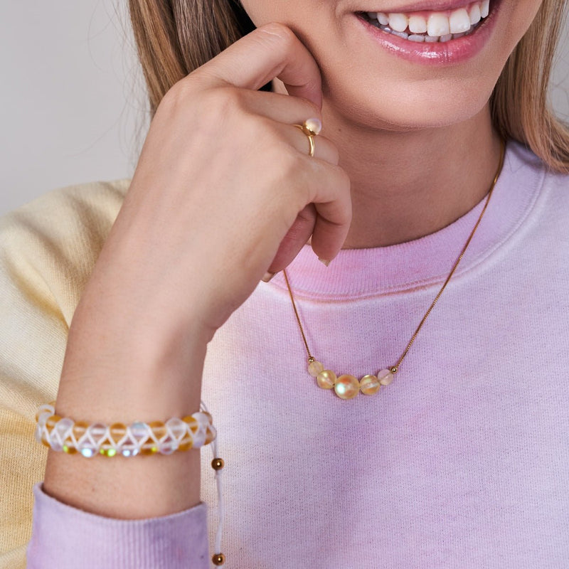 Canary | Gold Vermeil | Mermaid Glass Infinity Clasp Necklace