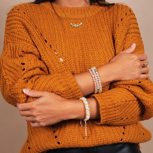 Canary | Gold Vermeil | Mermaid Glass Infinity Clasp Necklace