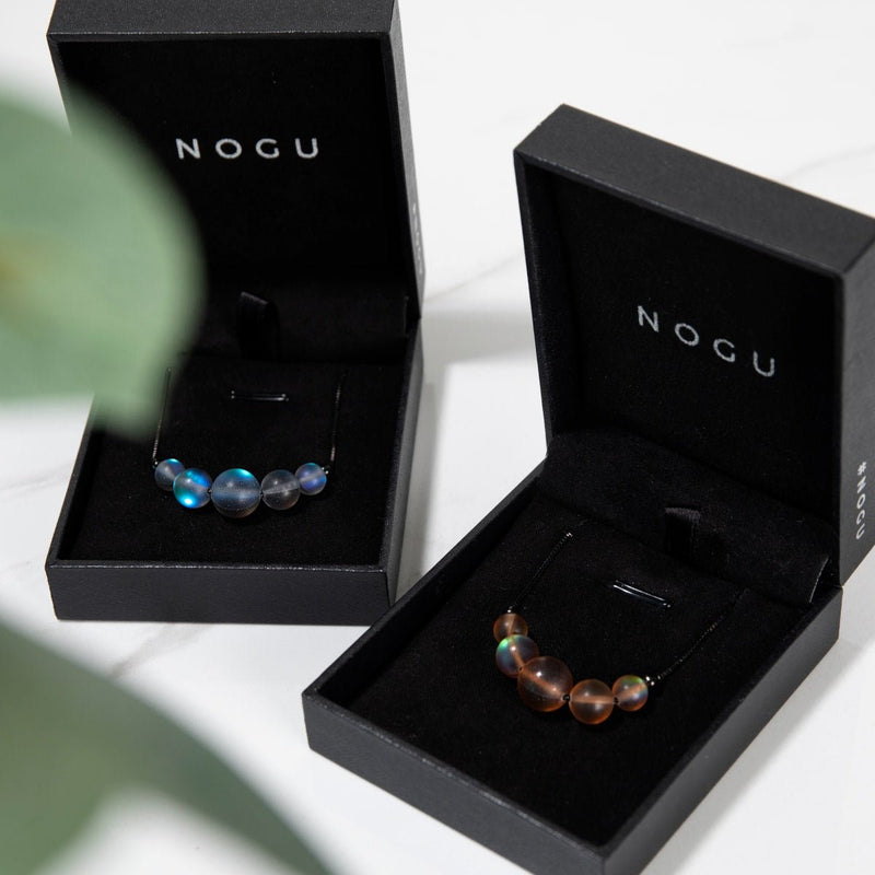 Grey | .925 Sterling Silver Gunmetal | Mermaid Glass Infinity Clasp Necklace