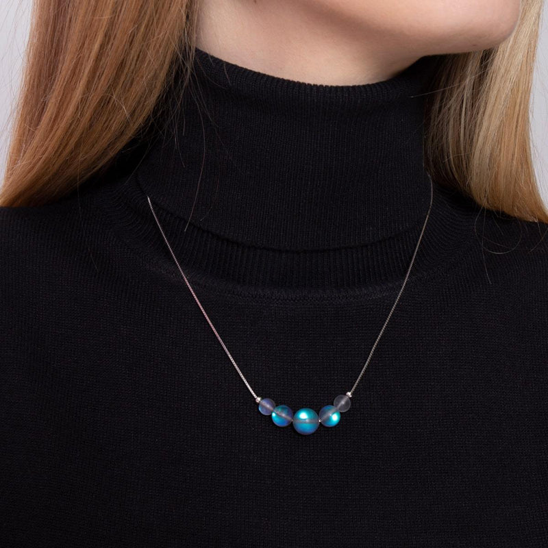 Grey | .925 Sterling Silver | Mermaid Glass Infinity Clasp Necklace