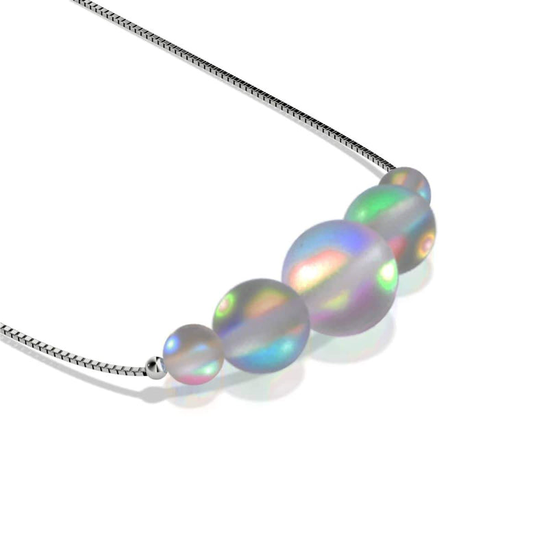 Grey | .925 Sterling Silver | Mermaid Glass Infinity Clasp Necklace