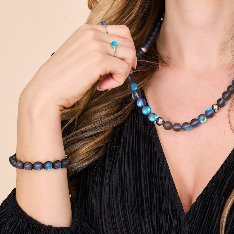 Grey | Silver | Mermaid Glass Statement Necklace