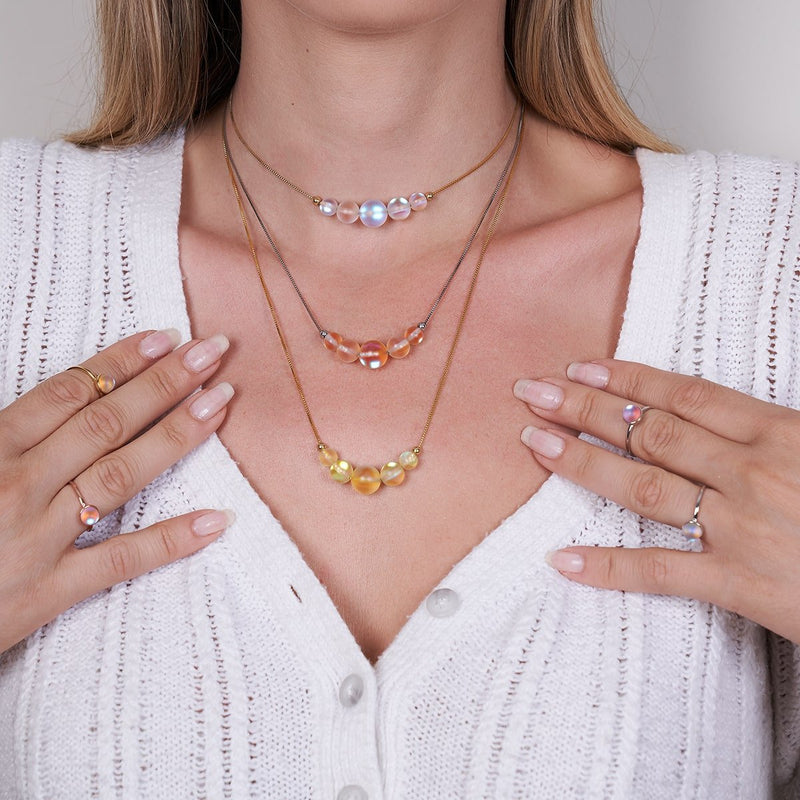 Peach | .925 Sterling Silver | Mermaid Glass Infinity Clasp Necklace