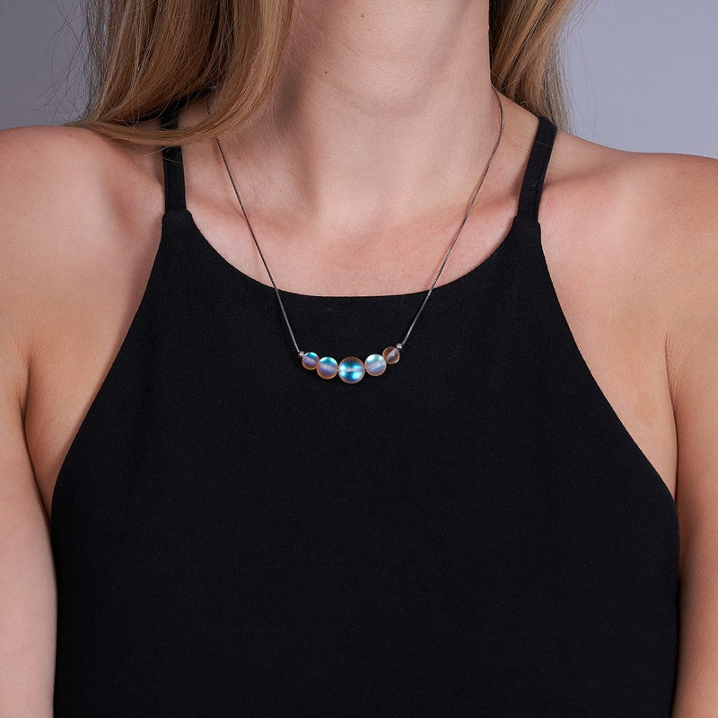 Peach | .925 Sterling Silver | Mermaid Glass Infinity Clasp Necklace