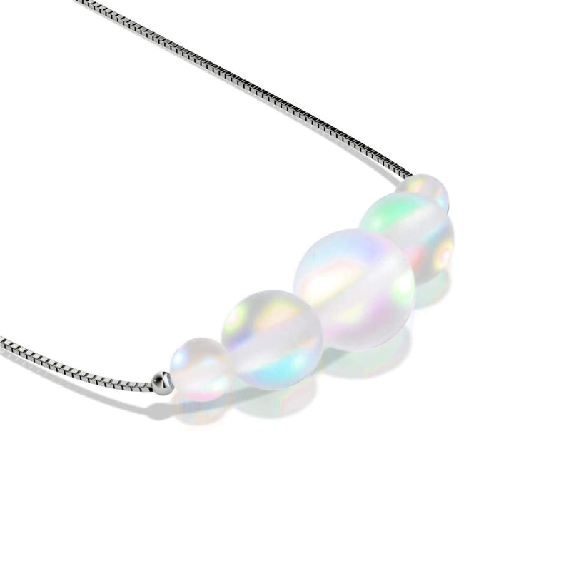 Rainbow White | .925 Sterling Silver | Mermaid Glass Infinity Clasp Necklace