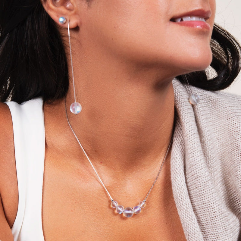 Rainbow White | .925 Sterling Silver | Mermaid Glass Infinity Clasp Necklace