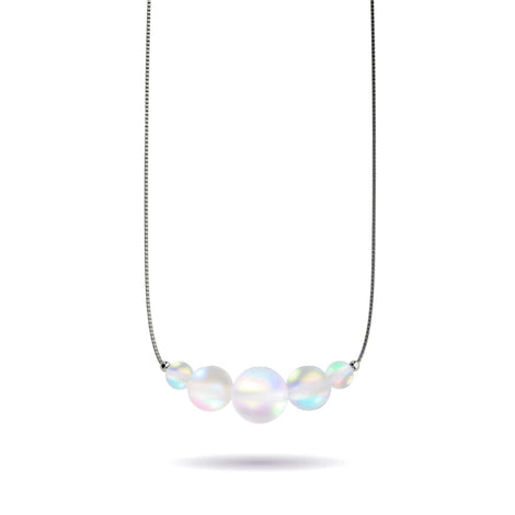 Rainbow White | .925 Sterling Silver | Mermaid Glass Infinity Clasp Necklace