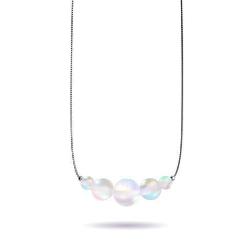 Rainbow White | .925 Sterling Silver | Mermaid Glass Infinity Clasp Necklace