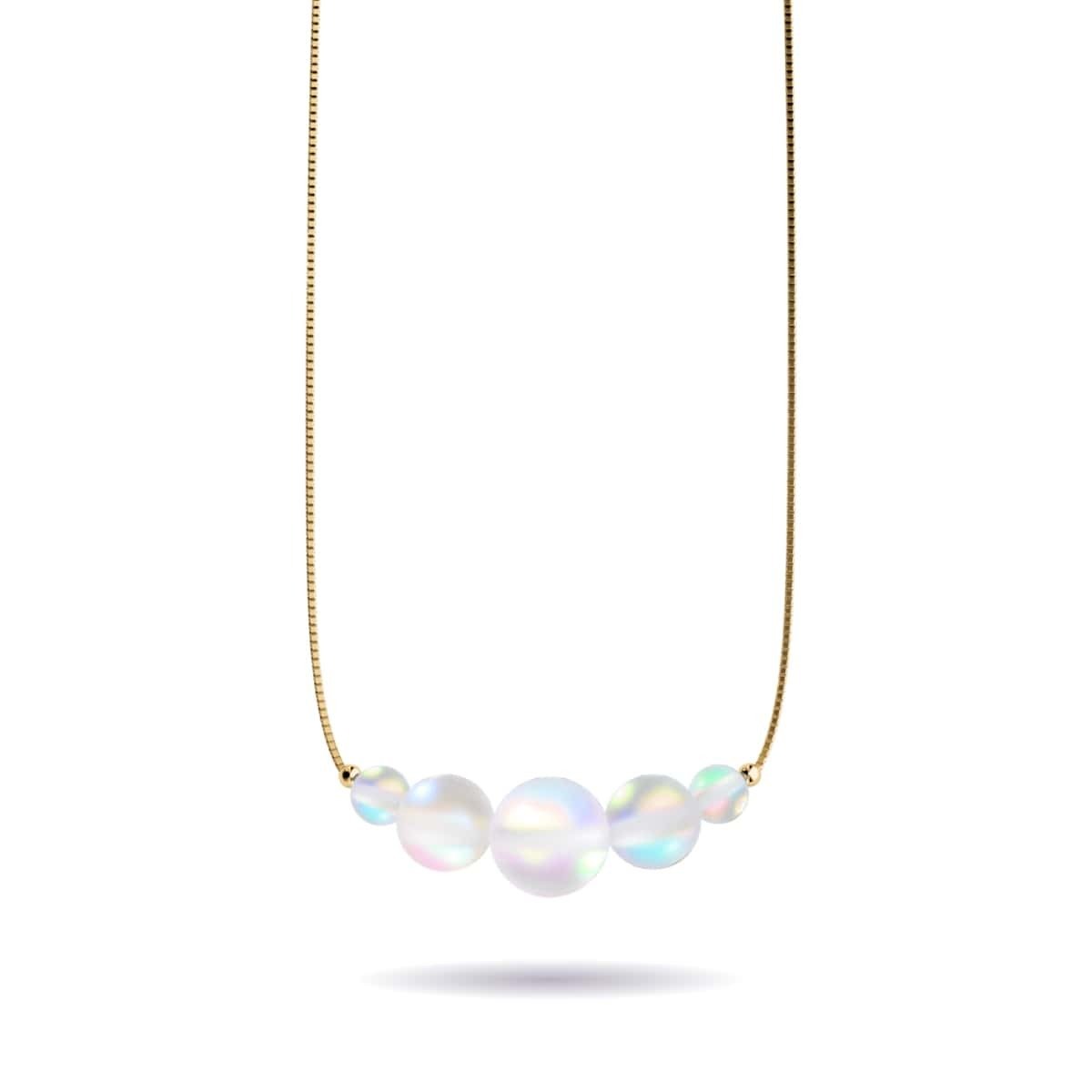 Rainbow White | Gold Vermeil | Mermaid Glass Infinity Clasp Necklace
