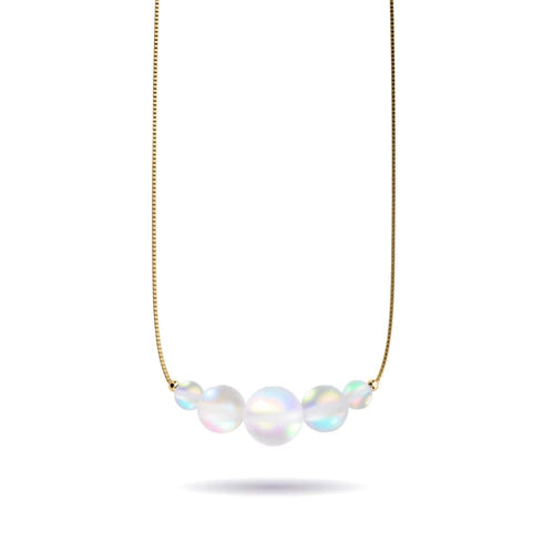 Rainbow White | Gold Vermeil | Mermaid Glass Infinity Clasp Necklace