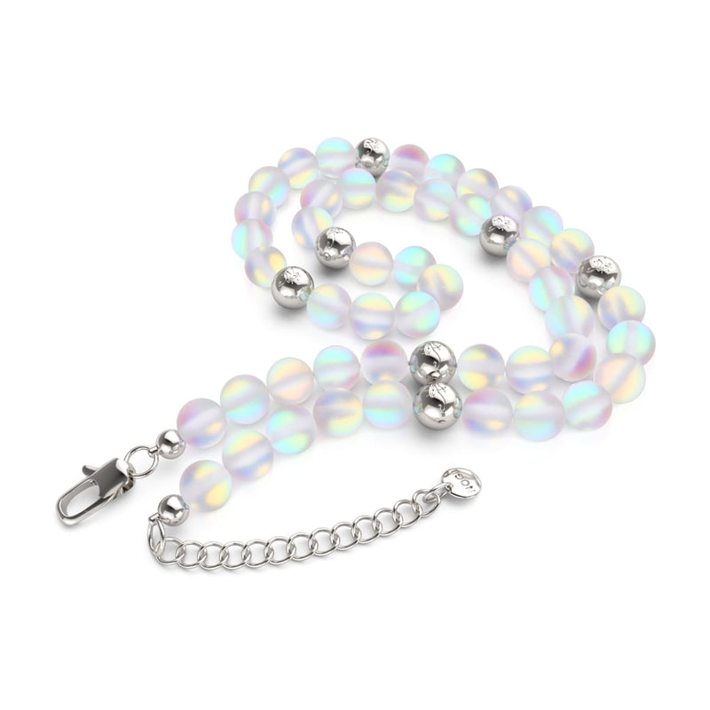 Rainbow White | Silver | Mermaid Glass Statement Necklace